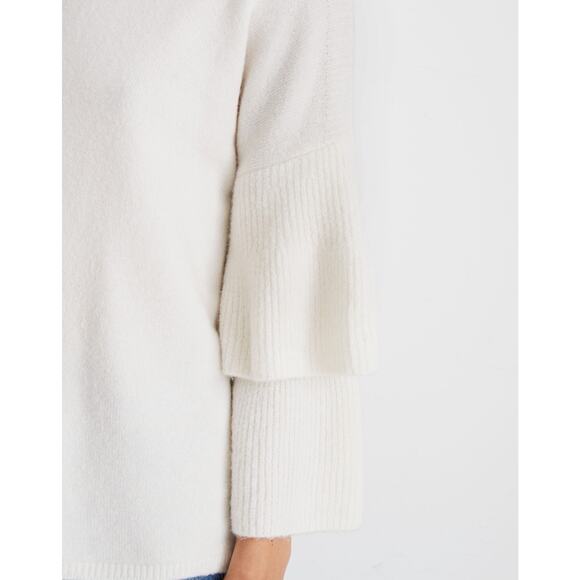 Madewell‎ Layered Sleeve Pullover Coziest Yarn Sweater Antique Cream Size XS - Picture 2 of 12